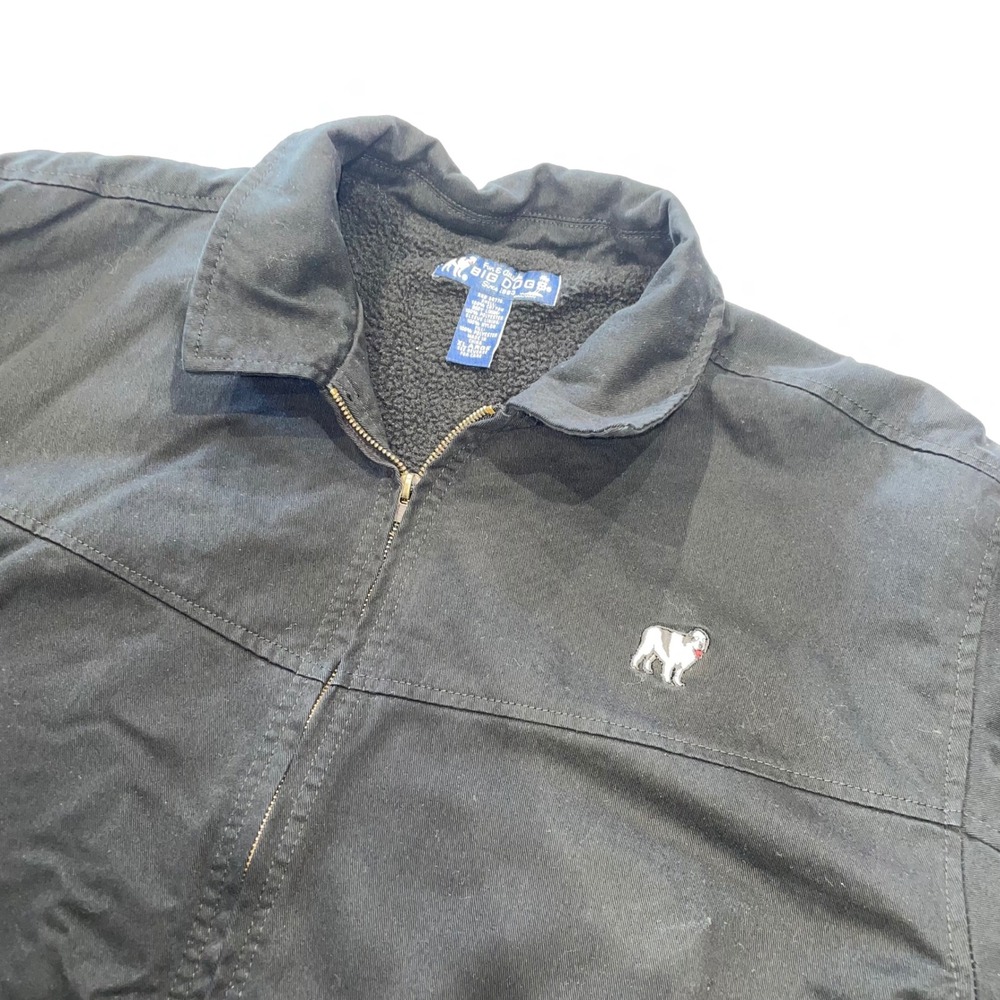 Big Dogs Mens Black Canvas Sherpa Lined Work Jacket Full Zip XL Embroidered Logo